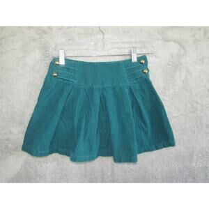 Gymboree Girls 9 Teal Corduroy Skort Pleated Gold Button Detail Fall Winter Outf
